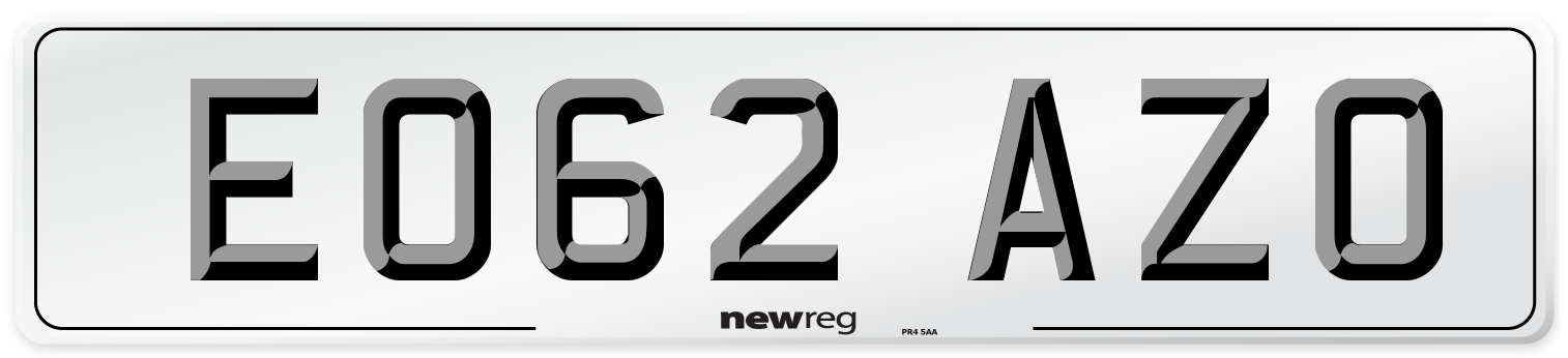 EO62 AZO Number Plate from New Reg
